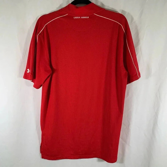 Under Armour Golf Polo Shirt Men's Small Red Short Sleeve 1/4 Button - Picture 7 of 9